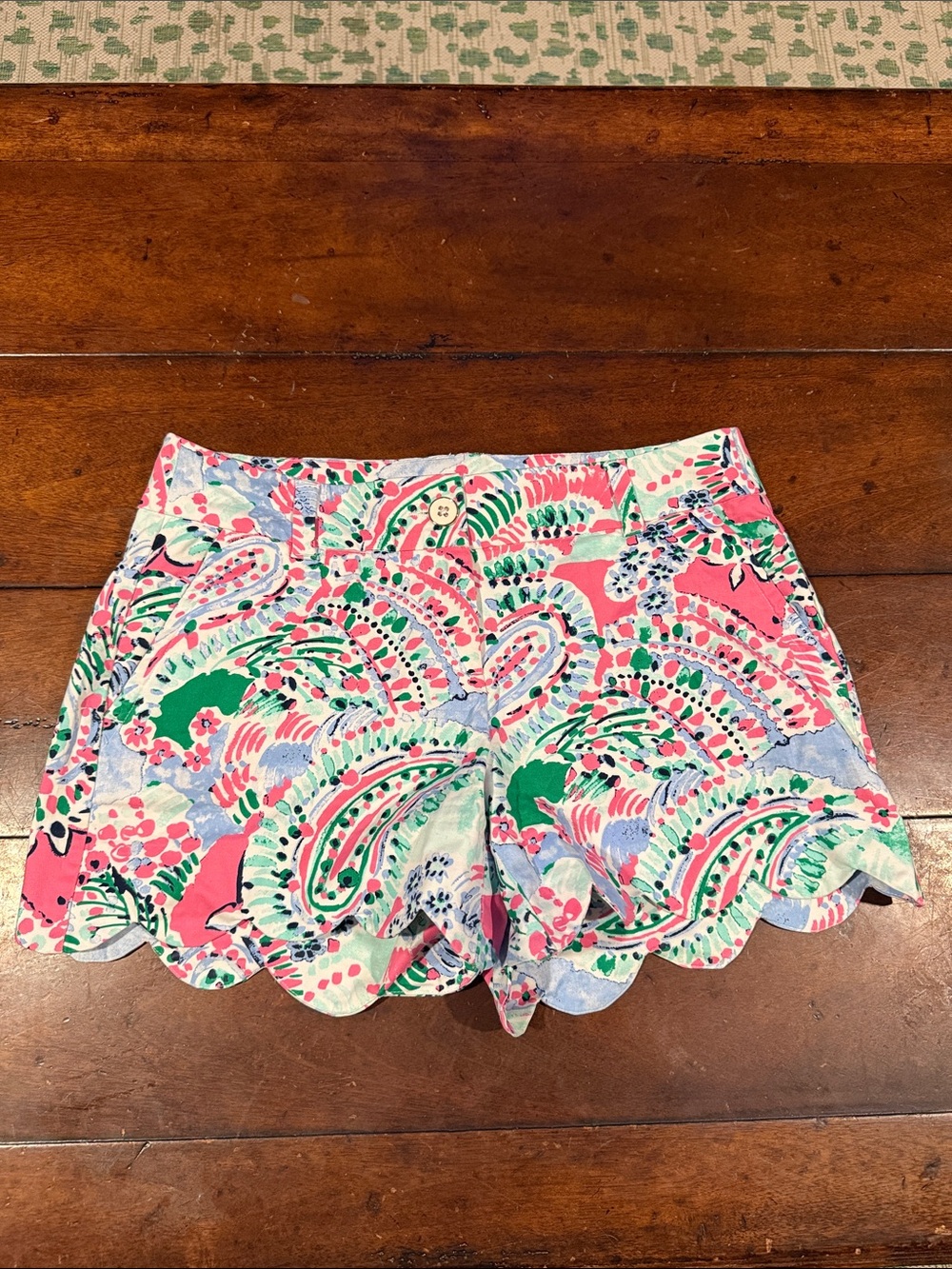 Crown & Ivy Shelby Scalloped Shorts - Pink, Green, Blue